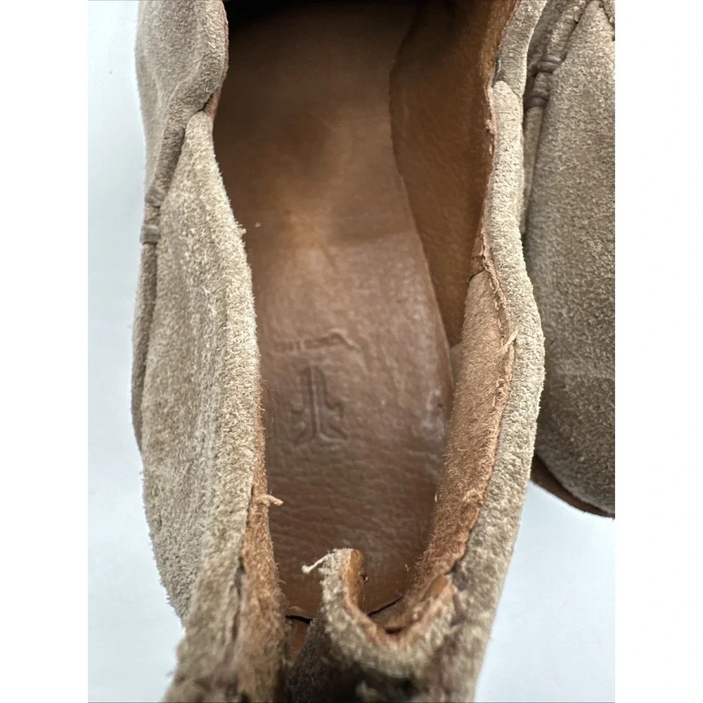Frye Carson Taupe Suede Leather Zip Block Heel Shootie Ankle Boots Size 9